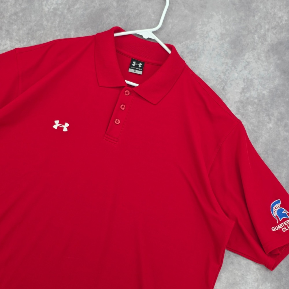 Under Armour Polo Shirt Mens XL Red Bixby Quarterback Club Short Sleeve